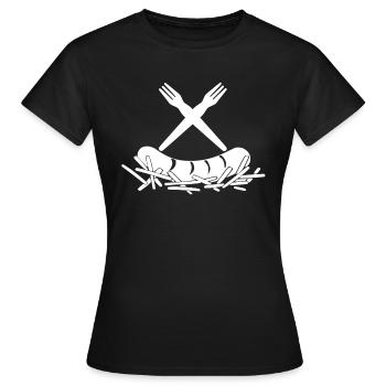 Frites Currywurst Fourchettes à frites Logo - T-shirt Femme - noir - Devant - AI Model Female 172 dark (172cm)
