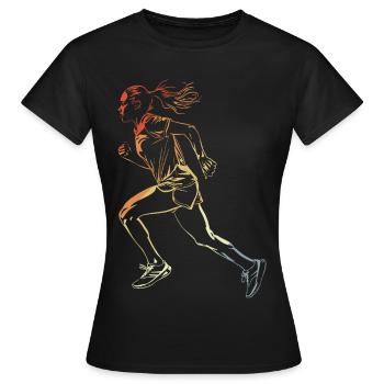 Läuferin Zeichnung Retro-Stil - Frauen T-Shirt - Schwarz - Vorne - AI Model Female 172 dark (172cm)