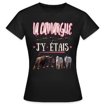 LA CAMARGUE J'Y ETAIS - T-shirt Femme - noir - Devant - AI Model Female 172 dark (172cm)
