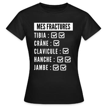 Liste des mes fractures - T-shirt Femme - noir - Devant - AI Model Female 172 dark (172cm)