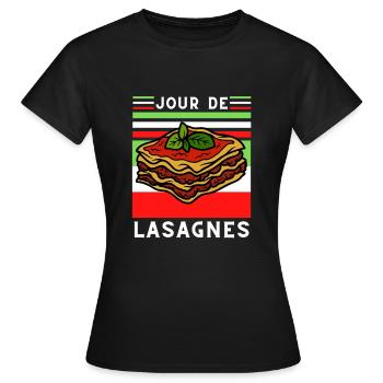Jour de lasagnes Italie - T-shirt Femme - noir - Devant - AI Model Female 172 dark (172cm)