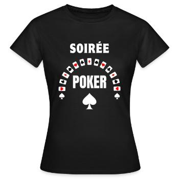 Soirée Poker As de Pique - T-shirt Femme - noir - Devant - AI Model Female 172 dark (172cm)