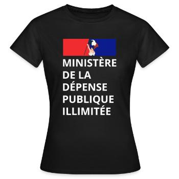 MINISTERE DE LA DEPENSE PUBLIQUE ILLIMITEE - T-shirt Femme - noir - Devant - AI Model Female 172 dark (172cm)