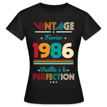 40-jähriges Jubiläum – Jahrgang – Februar 1986 - Frauen T-Shirt - Schwarz - Vorne - AI Model Female 172 dark (172cm)