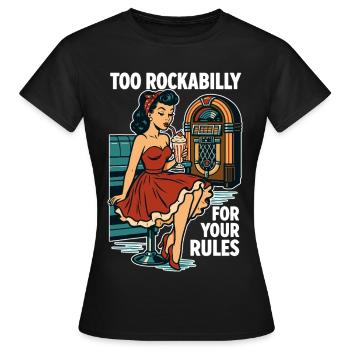 Rockabilly Rebellin 50s Diner Jukebox Retro - Women's T-Shirt - black - Front - AI Model Female 172 dark (172cm)