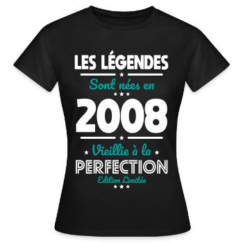 2008 – Legends – Perfekt gereift - Frauen T-Shirt - Schwarz - Vorne - AI Model Female 172 dark (172cm)