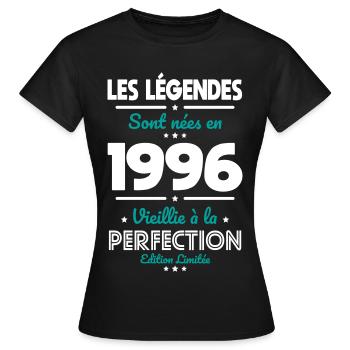 1996 – Legends – Perfekt gereift - Frauen T-Shirt - Schwarz - Vorne - AI Model Female 172 dark (172cm)