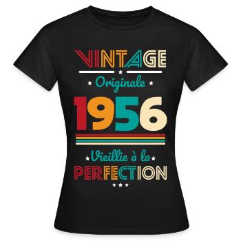 1956 – Vintage – Aged to perfection - Women's T-Shirt - black - Front - AI Model Female 172 dark (172cm)