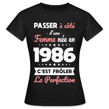 Geboren 1986 – Perfektion nahe - Frauen T-Shirt - Schwarz - Vorne - AI Model Female 172 dark (172cm)