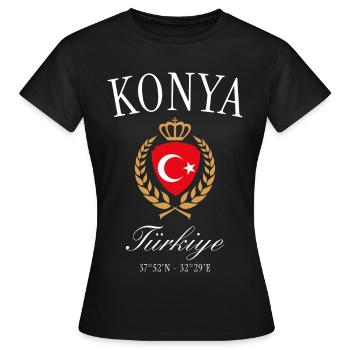Konya Türkei Wappen Krone – Reise Souvenir - Frauen T-Shirt - Schwarz - Vorne - AI Model Female 172 dark (172cm)