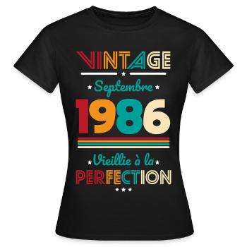 40-jähriges Jubiläum – Jahrgang – September 1986 - Frauen T-Shirt - Schwarz - Vorne - AI Model Female 172 dark (172cm)