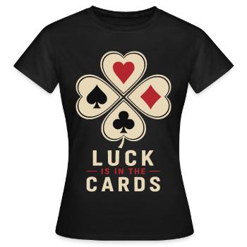 Happiness Lies in the Cards Poker Shamrock Motif - Women's T-Shirt - black - Front - AI Model Female 172 dark (172cm)