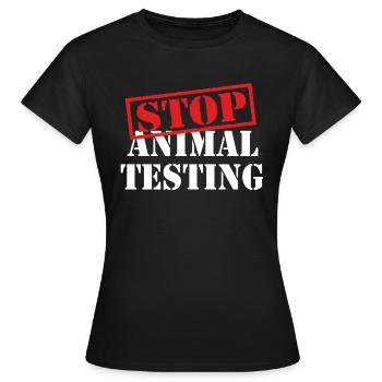 stop animal testing - animal rights - T-shirt Femme - noir - Devant - AI Model Female 172 dark (172cm)