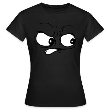 boeses wuetendes gesicht zur seite gucken kopf aug - Frauen T-Shirt - Schwarz - Vorne - AI Model Female 172 dark (172cm)