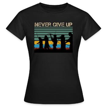 Never Give up - Frauen T-Shirt - Schwarz - Vorne - AI Model Female 172 dark (172cm)
