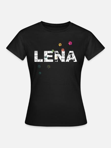 Lena - Schöner Name mit Schmetterlingen, Mädchen - Frauen T-Shirt - Schwarz