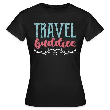 travel buddy - Women's T-Shirt - black - Front - AI Model Female 172 dark (172cm)