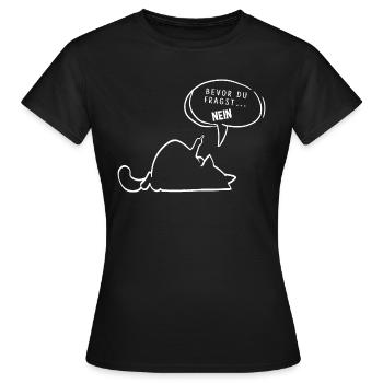Bevor du Fragst NEIN Katze Mittelfinger Katze - Frauen T-Shirt - Schwarz - Vorne - AI Model Female 172 dark (172cm)