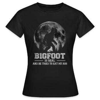 Bigfoot est réel et il a essayé de manger mon cul - T-shirt Femme - noir - Devant - AI Model Female 172 dark (172cm)