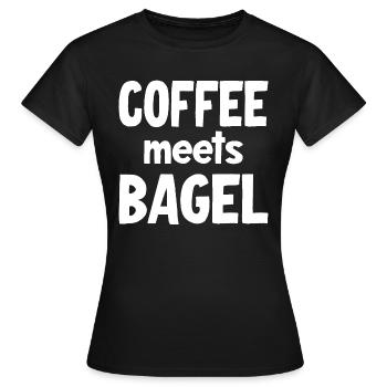 Le café rencontre Bagel - T-shirt Femme - noir - Devant - AI Model Female 172 dark (172cm)