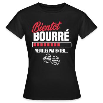 Bientôt bourré veuillez patienter - T-shirt Femme - noir - Devant - AI Model Female 172 dark (172cm)