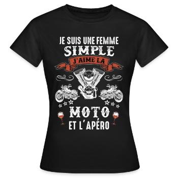 Femme Motarde simple moto apero Idée Cadeau - T-shirt Femme - noir - Devant - AI Model Female 172 dark (172cm)