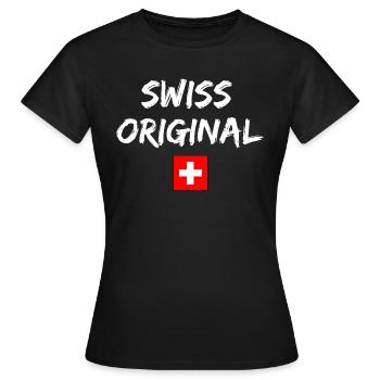 Swiss Original - Frauen T-Shirt - Schwarz - Vorne - AI Model Female 172 dark (172cm)