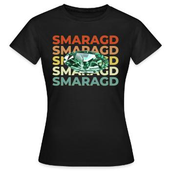 Smaragd Schriftzug mit Stein - Frauen T-Shirt - Schwarz - Vorne - AI Model Female 172 dark (172cm)