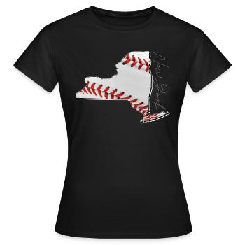 New York (États-Unis) | Vrai baseball | Carte Scpt - T-shirt Femme - noir - Devant - AI Model Female 172 dark (172cm)