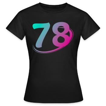 Nummer 78 mehrfarbig - Frauen T-Shirt - Schwarz - Vorne - AI Model Female 172 dark (172cm)