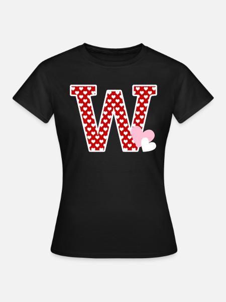 Buchstabe w Herz - Frauen T-Shirt - Schwarz