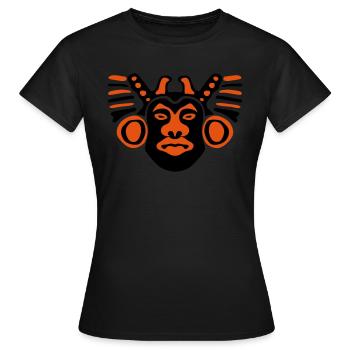 Maya-Statue Reliefmaske - Frauen T-Shirt - Schwarz - Vorne - AI Model Female 172 dark (172cm)