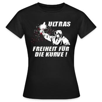 Ultras Freiheit für die Kurve - Frauen T-Shirt - Schwarz - Vorne - AI Model Female 172 dark (172cm)