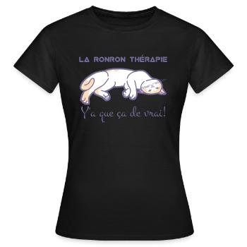 La ronron thérapie, c'est top - T-shirt Femme - noir - Devant - AI Model Female 172 dark (172cm)