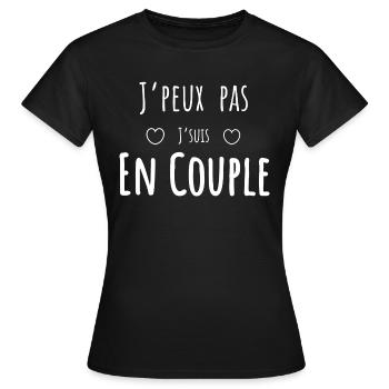J’peux pas j’suis en couple - T-shirt Femme - noir - Devant - AI Model Female 172 dark (172cm)