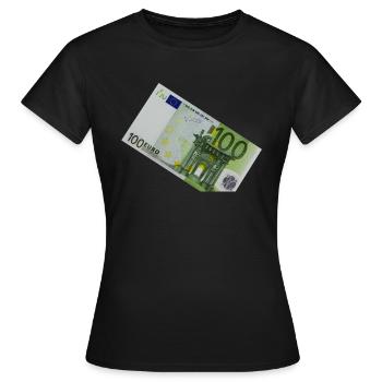 100 euro banknote on white background - Frauen T-Shirt - Schwarz - Vorne - AI Model Female 172 dark (172cm)