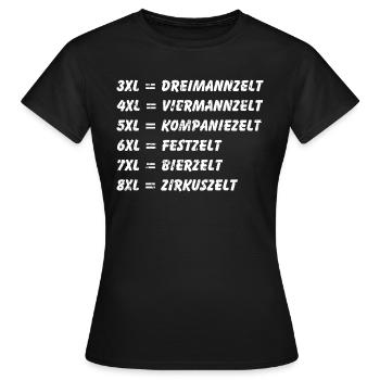 XXl bis 8XL - Frauen T-Shirt - Schwarz - Vorne - AI Model Female 172 dark (172cm)