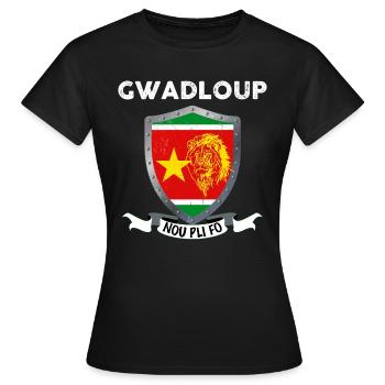 Guadeloupe Bouclier Nou Pli Fo - T-shirt Femme - noir - Devant - AI Model Female 172 dark (172cm)