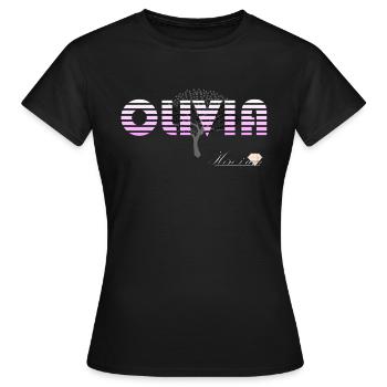 Olivia blanc rose étymo d'origine Latine l'olivier - T-shirt Femme - noir - Devant - AI Model Female 172 dark (172cm)