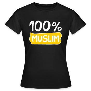 100% Muslim - Muslims - Islam - Women's T-Shirt - black - Front - AI Model Female 172 dark (172cm)