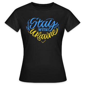 Valeewear - Solidarité avec l’Ukraine - T-shirt Femme - noir - Devant - AI Model Female 172 dark (172cm)