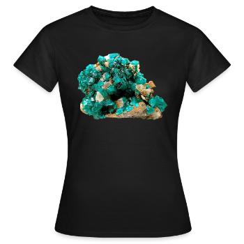 Dioptas Minéral Cuivre Émeraude Silicate Cristal - T-shirt Femme - noir - Devant - AI Model Female 172 dark (172cm)
