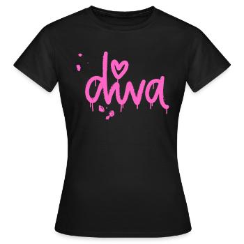 Diva - Women's T-Shirt - black - Front - AI Model Female 172 dark (172cm)