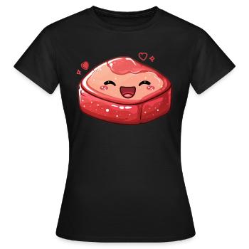 Steak sucré aux yeux écarquillés - T-shirt Femme - noir - Devant - AI Model Female 172 dark (172cm)