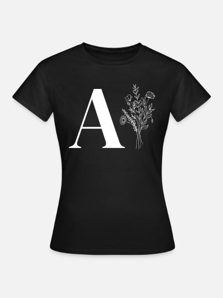 Minimalistische Blumentasche - Frauen T-Shirt - Schwarz