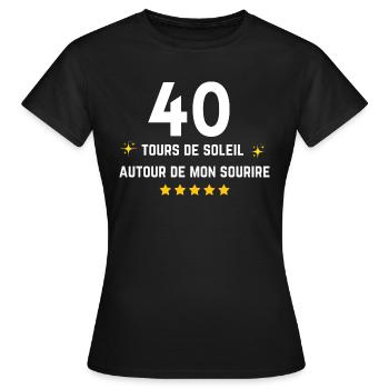 40 tours de soleil autour de mon sourire - T-shirt Femme - noir - Devant - AI Model Female 172 dark (172cm)