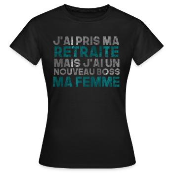 j'ai pris ma retraite - T-shirt Femme - noir - Devant - AI Model Female 172 dark (172cm)