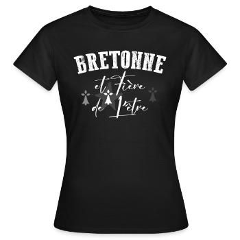 Humour femme bretagne Bretonne et fière de l'être - T-shirt Femme - noir - Devant - AI Model Female 172 dark (172cm)