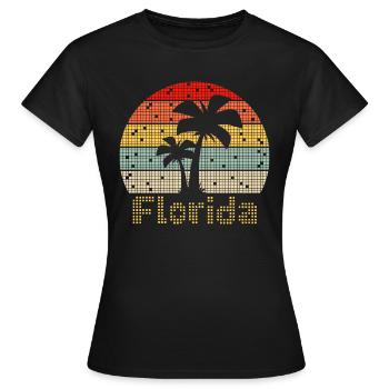 8bit Retro Florida Urlaub - Frauen T-Shirt - Schwarz - Vorne - AI Model Female 172 dark (172cm)