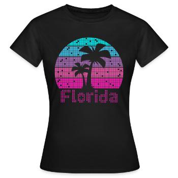 8bit Retro Florida Urlaub - Frauen T-Shirt - Schwarz - Vorne - AI Model Female 172 dark (172cm)